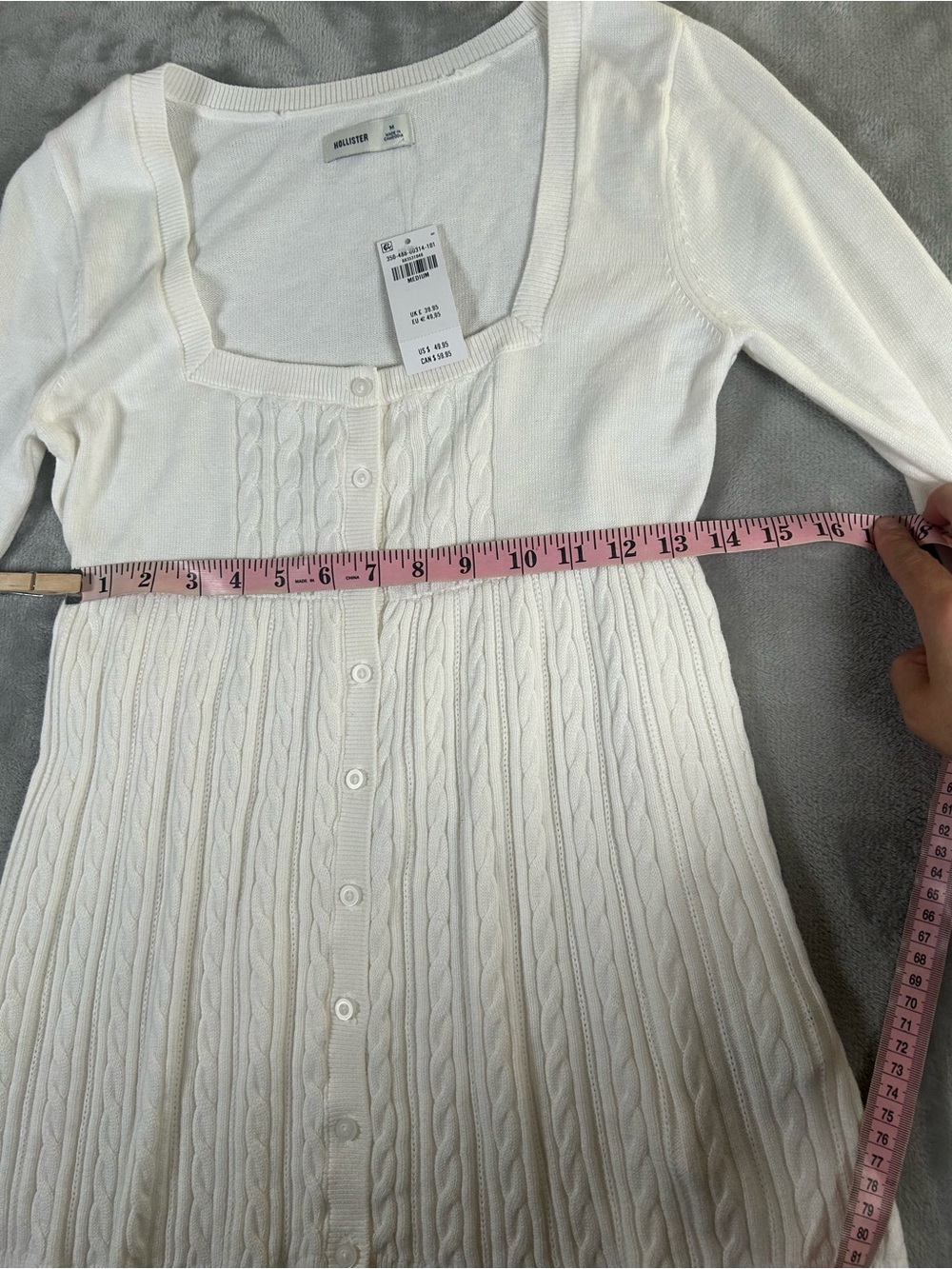 NWT Hollister White Square-Neck Cable Knit Button-Front baby doll top - Picture 13 of 13